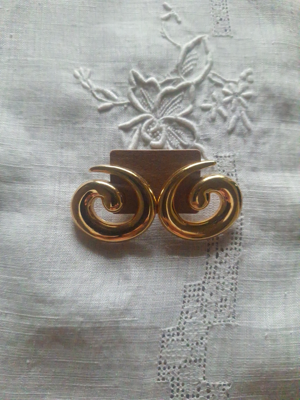 Gold Tone Swirl Earrings - Women's Jewelry Signed Monet